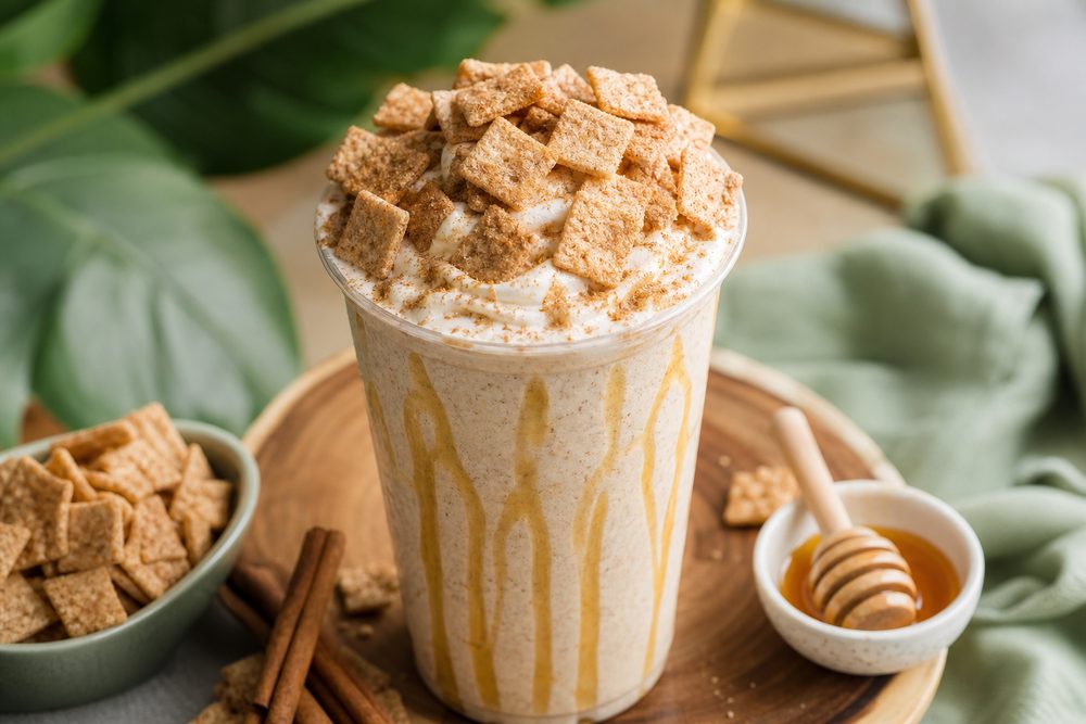 Creamy Chocolate Peanut Butter Banana protein shake — our #1 seller — at The Healthy Hive